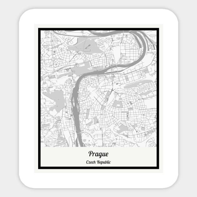 Map of Prague - Czech Republic Sticker by AeTDesignPT